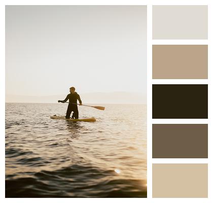 Standup Paddleboarding Sea Man Image